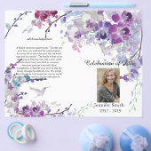 Paarse Orchids Hummingbird Funeral Programme Flyer (Enkel)