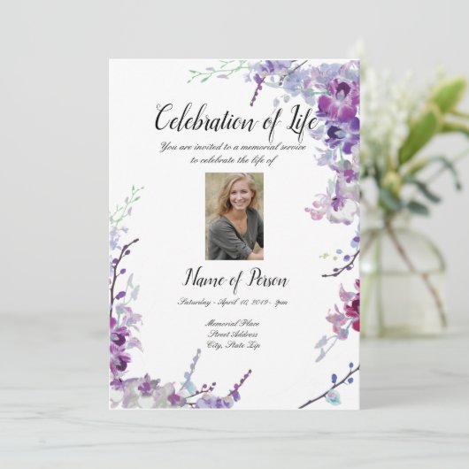 Paarse Orchids - Uitnodiging tot kennisgeving van  (Staand voorkant)