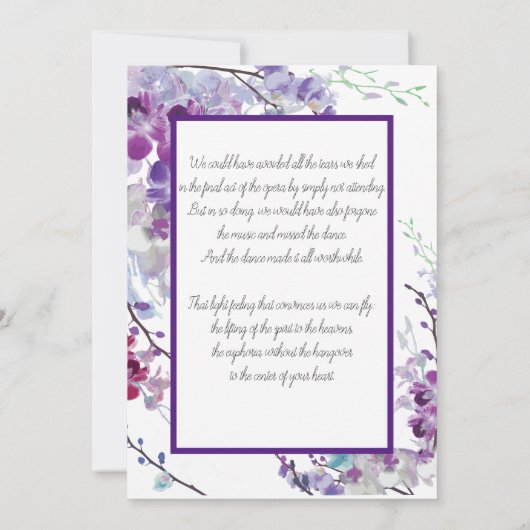 Paarse Orchids - Uitnodiging tot kennisgeving van  (Achterkant)