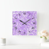 Paarse ornamental Square Roman Numeras Clock Vierkante Klok (Huis)