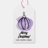 Paarse ornamenten kerst cadeaulabel (Achterkant)