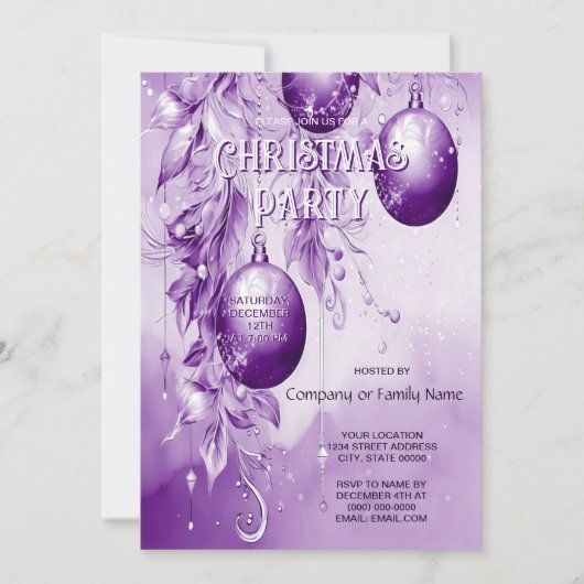 Paarse Ornamenten kerstfeest Kaart (Voorkant)