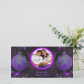 Paarse Ornamenten Kerstmis Fotokaart Feestdagenkaart (Staand voorkant)