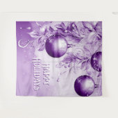 Paarse Ornamenten Kerstvakantie Achtergrond Wandkleed (Voorkant (horizontaal))