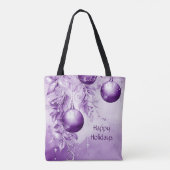 Paarse Ornamenten Kerstvakantie Canvas tas (Achterkant)