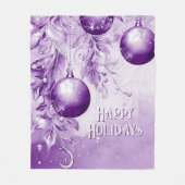 Paarse Ornamenten Kerstvakantie Fleece Deken (Voorkant)