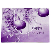 Paarse Ornamenten Kerstvakantie Gift Bag Groot Cadeauzakje (Voorkant)