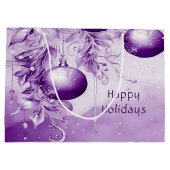 Paarse Ornamenten Kerstvakantie Gift Bag Groot Cadeauzakje (Achterkant)