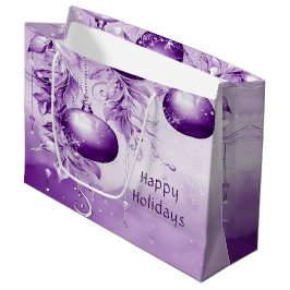 Paarse Ornamenten Kerstvakantie Gift Bag Groot Cadeauzakje