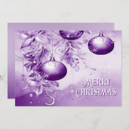 Paarse Ornamenten Kerstvakantie Kaart
