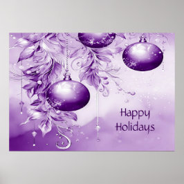 Paarse Ornamenten Kerstvakantie Poster