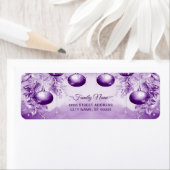 Paarse Ornamenten Kerstvakantie Retouradres Etiket (Insitu)