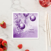 Paarse Ornamenten Kerstvakantie Servet (Insitu)