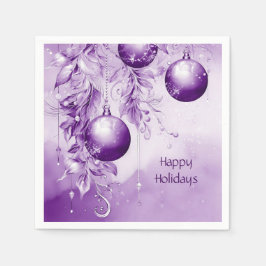 Paarse Ornamenten Kerstvakantie Servet