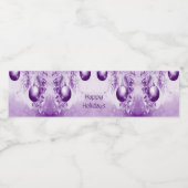 Paarse Ornamenten kerstvakantie Waterfles Etiket (Enkel label)