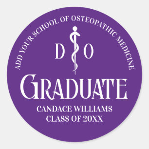 Paarse Osteopathische Medische School Graduation P Ronde Sticker