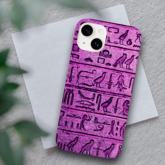 Paarse Oude Egyptische Hieroglyphs iPhone 14 Hoesj Case-Mate iPhone Case