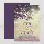 Paarse oude eik en liefde vogels vrijgezellenfeest kaart (Voorkant / Achterkant)