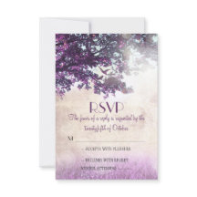 Paarse oude eikenboom bruiloft RSVP kaarten