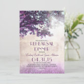 Paarse oude eikenboom & love birds repetitie diner kaart (Staand voorkant)