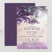 Paarse oude eikenboom & love birds repetitie diner kaart (Voorkant / Achterkant)