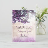Paarse oude eikenboom romantisch Bewaar de datumka Save The Date (Staand voorkant)
