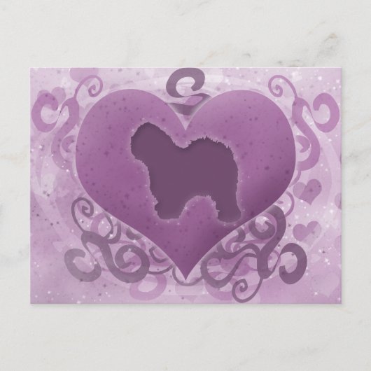 Paarse Oude Engelse Herdershond Valentijn Feestdagenkaart (Voorkant)