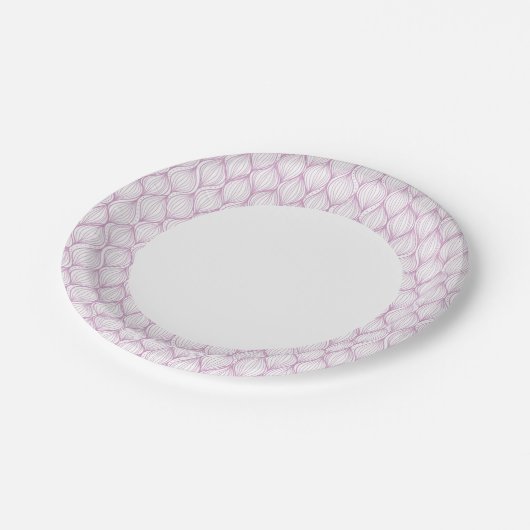 Paarse ovale strepen papieren bordje (Gekanteld)