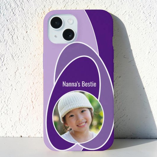 Paarse Ovale Vervangbare Foto  iPhone 15 Case