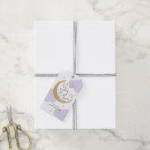 Paarse Over de Maan Baby Shower Cadeaulabel (Met Touw)
