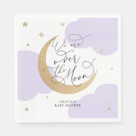 Paarse Over de Maan Baby Shower Servet