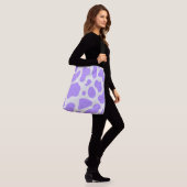 Paarse overal Koe print Canvas tas (Op model)