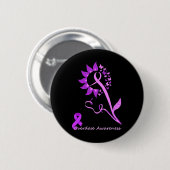 Paarse overdosis Bewustmaking Butterfly Sunflower Ronde Button 5,7 Cm (Voorkant /achterkant)