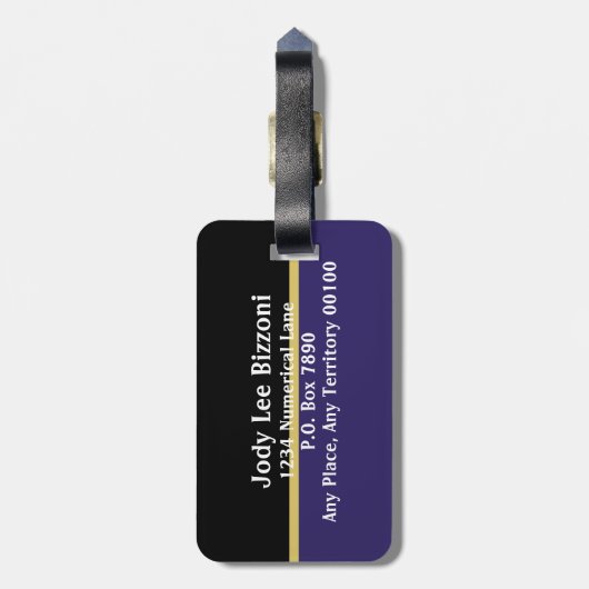 Paarse overheid bagagelabel (Achterkant verticaal)