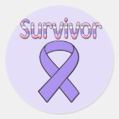 Paarse overlevende lint ronde sticker (Voorkant)