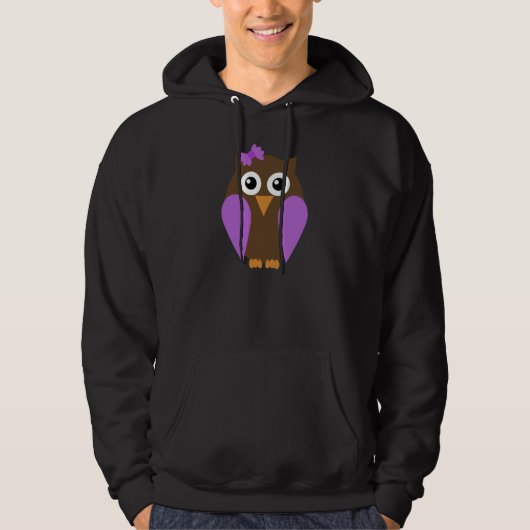 Paarse Owl & A Bow Black Hoodie (Voorkant)