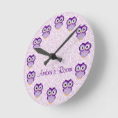 Paarse Owl Aangepast Ronde Klok (Hoek)