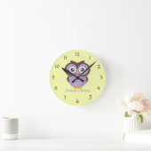 Paarse Owl Aangepaste Kinder slaapkamer Ronde Klok (Huis)