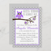 Paarse Owl Baby shower Uitnodiging (Voorkant / Achterkant)