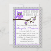 Paarse Owl Baby shower Uitnodiging (Voorkant)