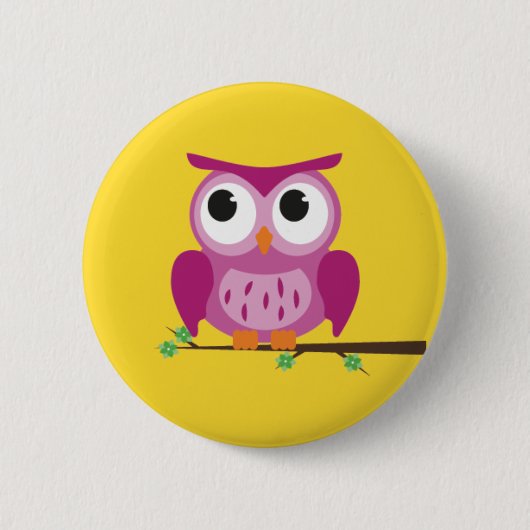 Paarse Owl Button Badge (Voorkant)