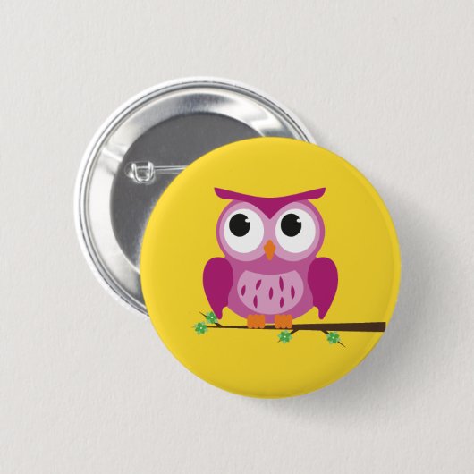 Paarse Owl Button Badge (Voorkant /achterkant)