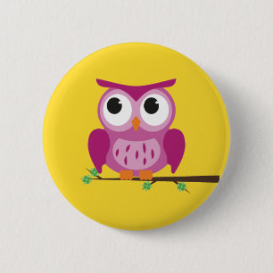 Paarse Owl Button Badge