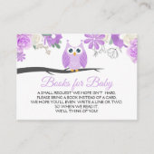Paarse Owl Floral Baby shower Books for Baby Informatiekaartje (Voorkant)