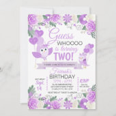 Paarse Owl Floral Birthday Uitnodiging (Voorkant)