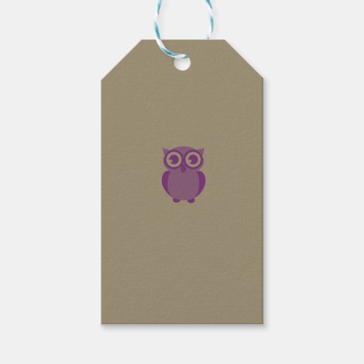 Paarse Owl Gift Labels Cadeaulabel (Voorkant)