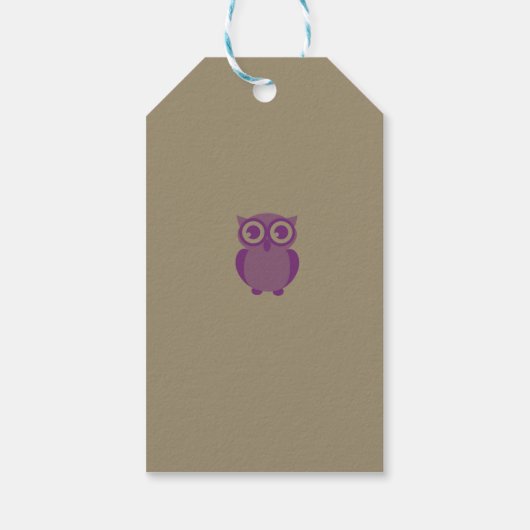 Paarse Owl Gift Labels Cadeaulabel (Achterkant)