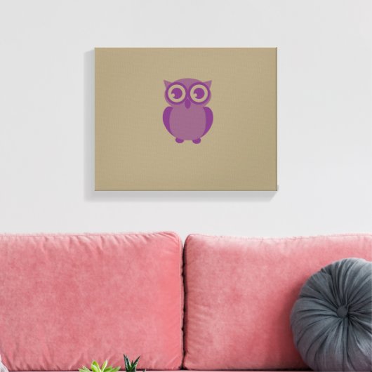 Paarse Owl Wrapped Canvas (Insitu (Woonkamer))