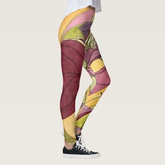 Paarse Oxalis-Leggings Leggings (Rechts)