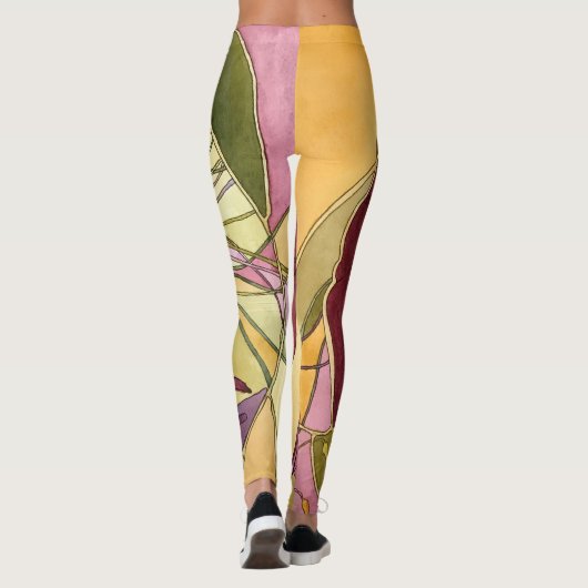 Paarse Oxalis-Leggings Leggings (Achterkant)
